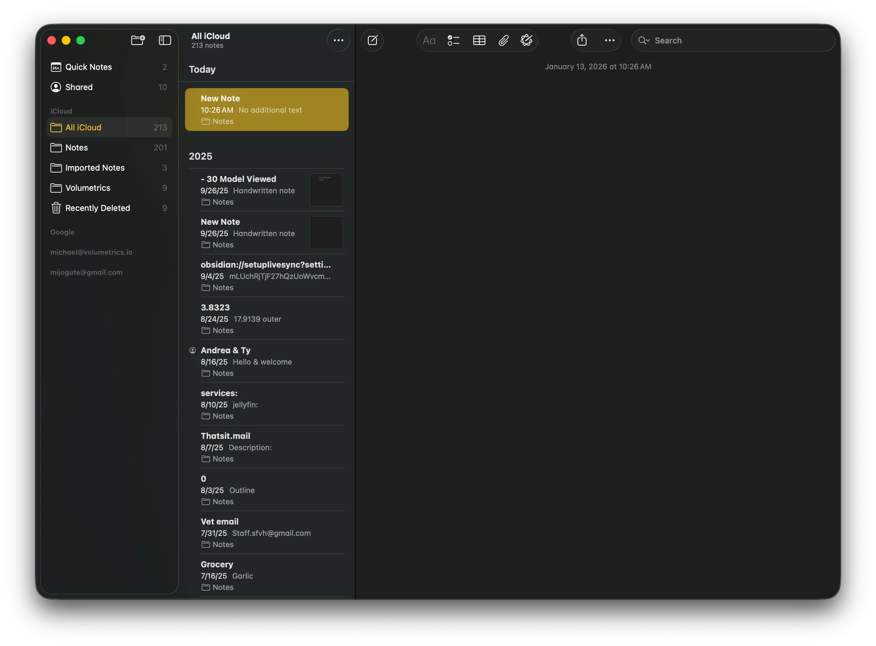 My apple notes filled with dead notes