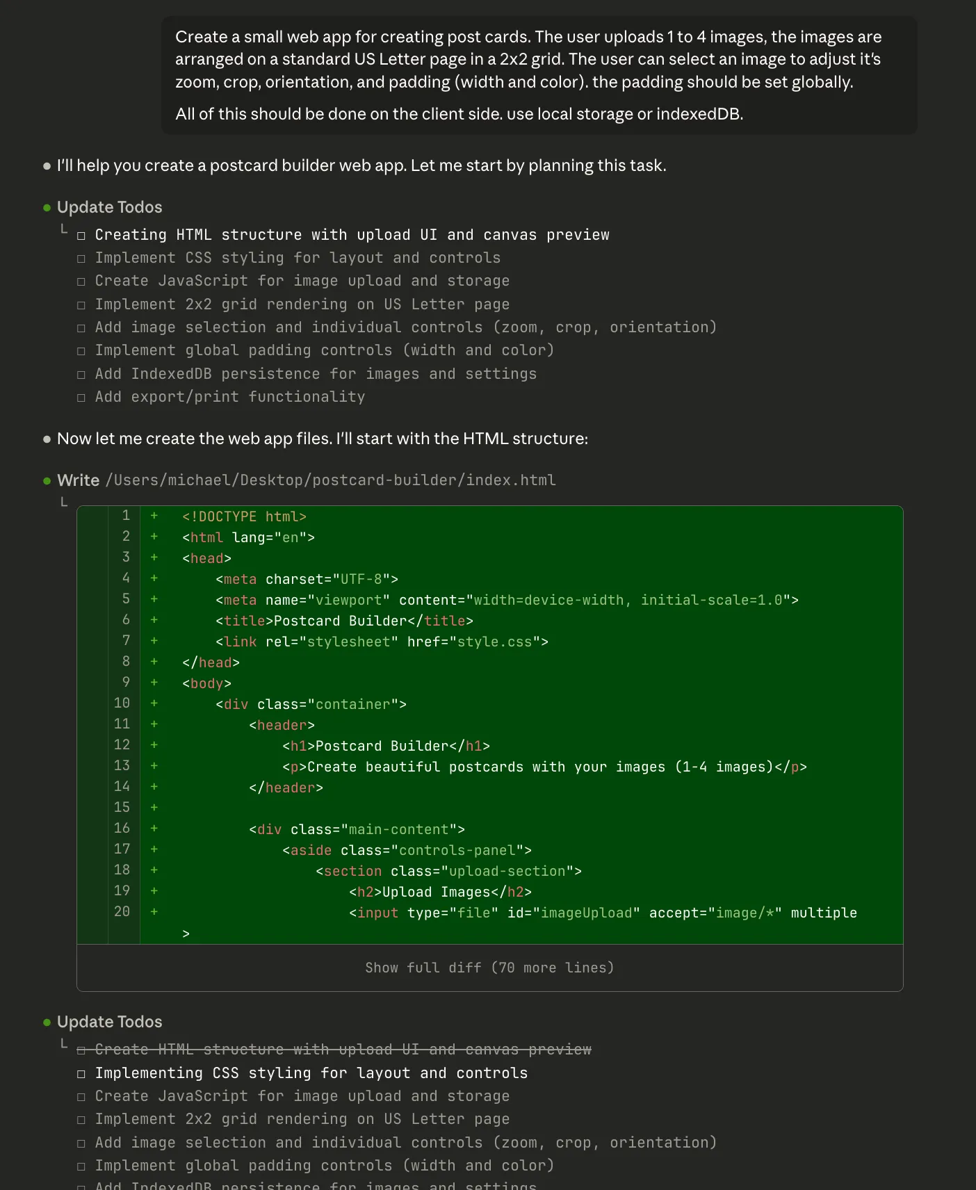 My first prompt for this project