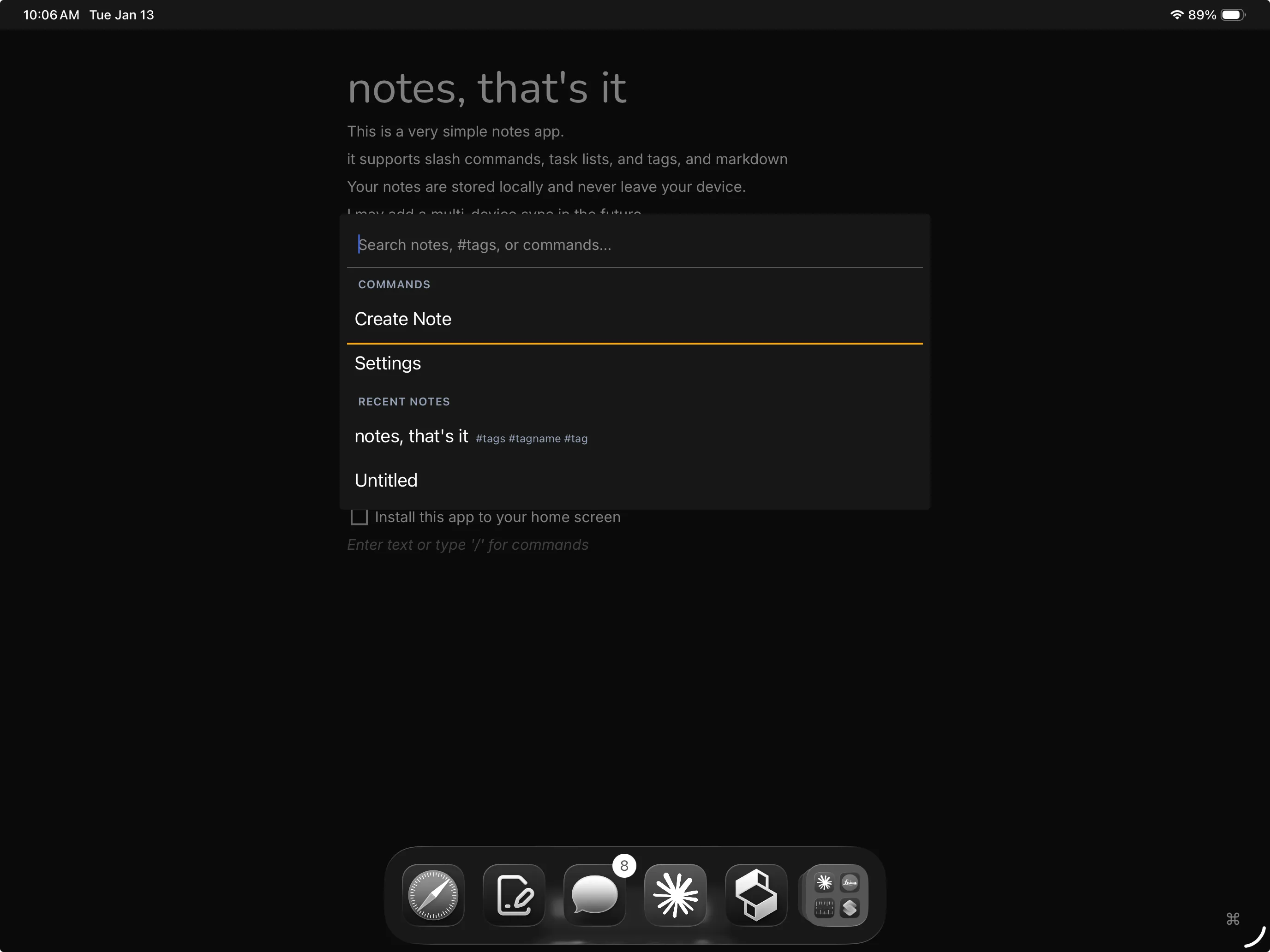 notes, that's it on ipadOS